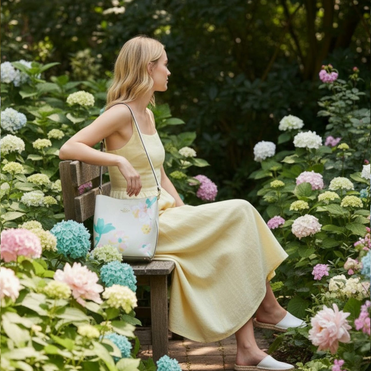 Coach Town Bucket Bag with Mystical/Dreamy Land Floral Print
