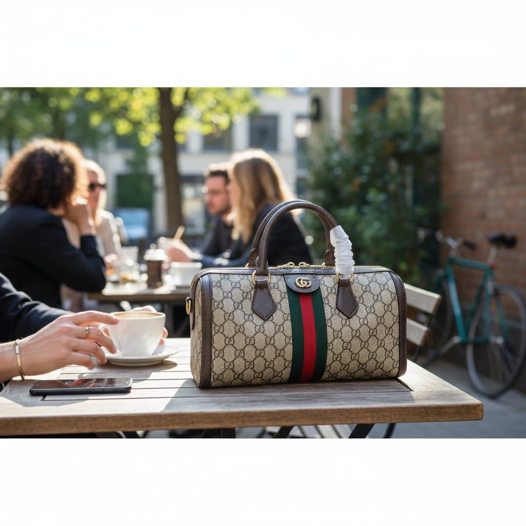 Gucci Ophidia Boston Bag with Cross Body Strap GG Canvas