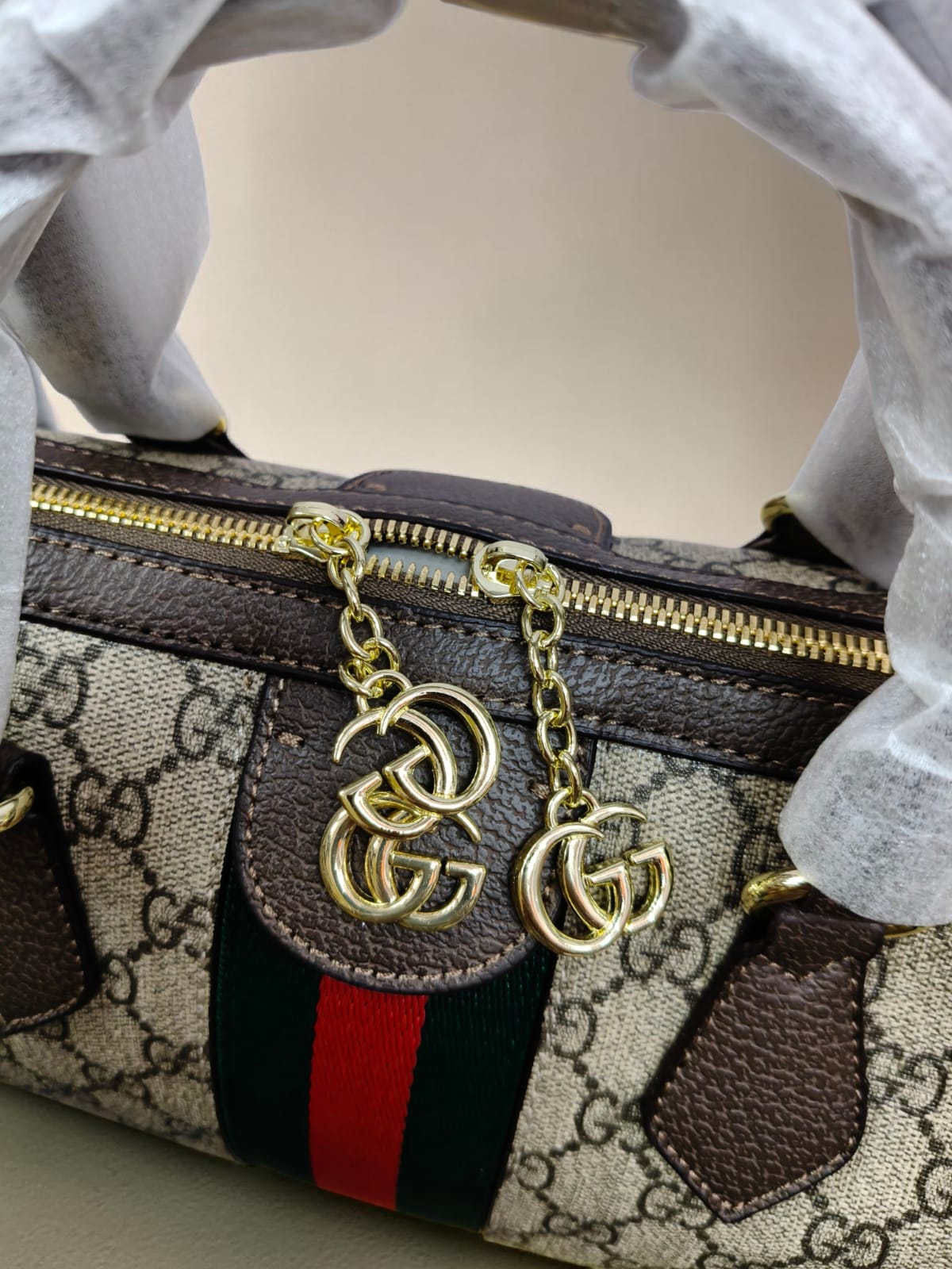 Gucci Ophidia Boston Bag with Cross Body Strap GG Canvas